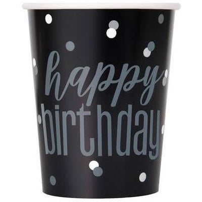 Birthday Glitz Black Vasos 9oz (x8u)