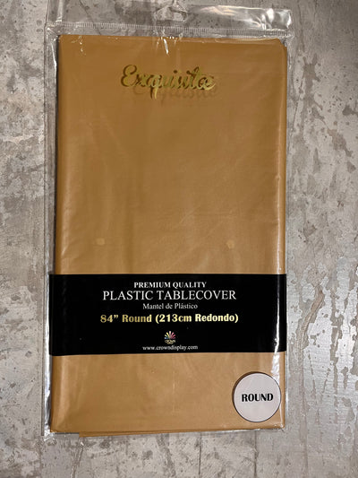 Plastic Table Cover Round Gold