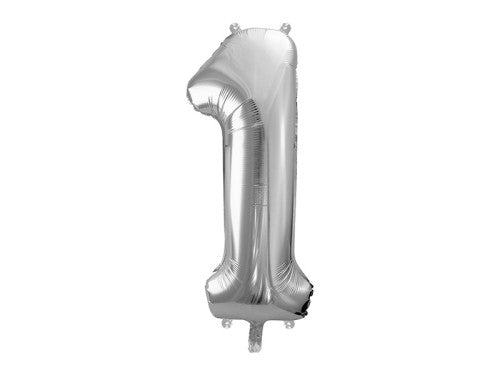 Foil Balloon Number "1" Silver 34”