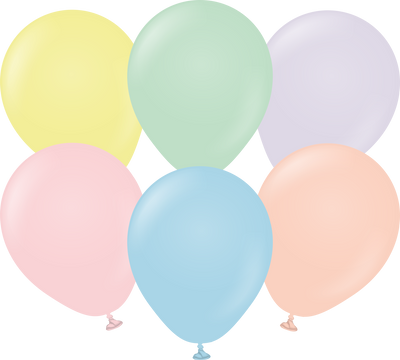 5" Kalisan Latex Balloons Pastel Matte Macaron Assortment (50 Per Bag)