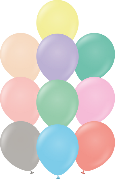 12" Kalisan Latex Balloons Standard Pastel Assortment (50 Per Bag)