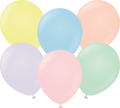 12" Kalisan Latex Balloons Pastel Matte Macaron Assortment (50 Per Bag)