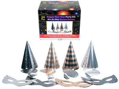 Kit Fiesta Año Nuevo 8 Personas 24 Pzs – Incluye Sombreros / Bocinas