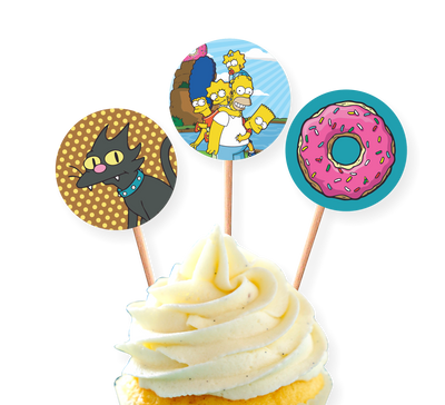 PALILLOS DECORADORES CUPCAKE X 12 LOS SIMPSONS