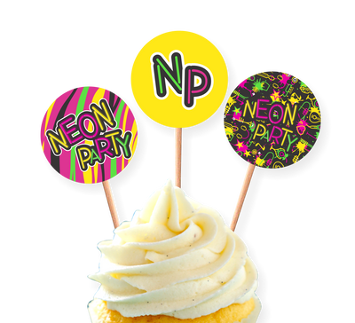 PALILLOS DECORADORES CUPCAKE X 12 NEON