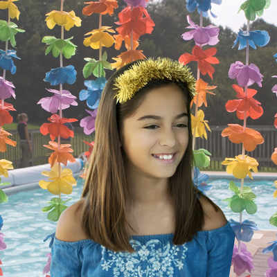 Diadema Luau Tinsel Iridiscente 9 in