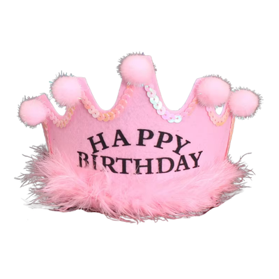 Tiara Rosa Plumas Happy Birthday (x1u)