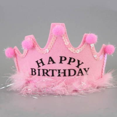 Tiara Rosa Plumas Happy Birthday (x1u)