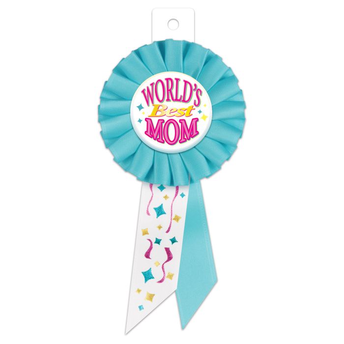 World's Best Mom Rosette Pin (x1u)