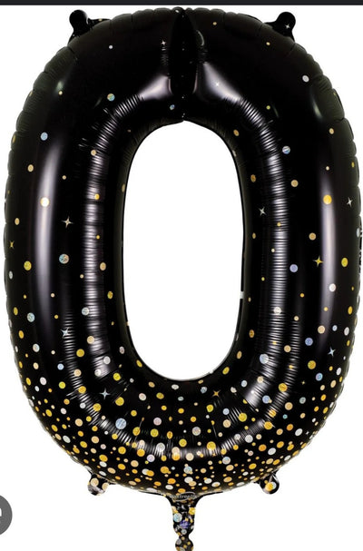 Holographic Black Gold #0 Foil Balloons 34