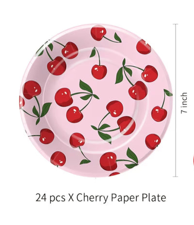 Cherry Party Plates 24pcs 7inch
