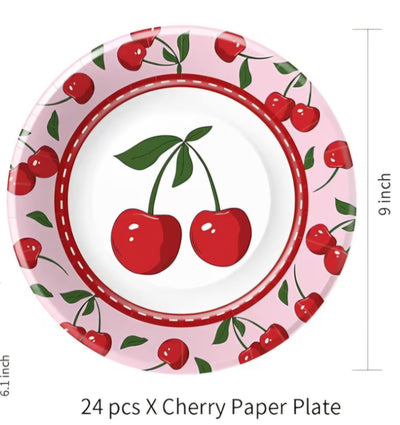 Cherry Party Plates 9" 24pcs