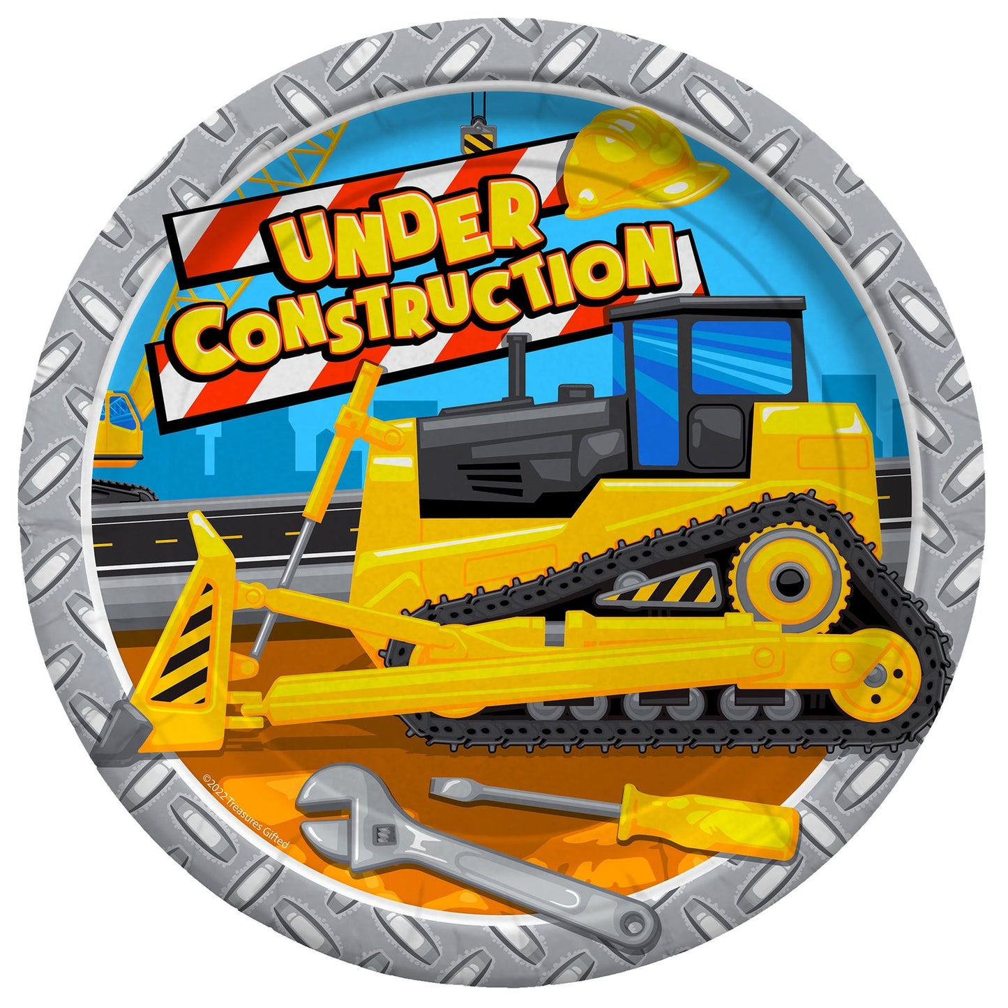 Construction Plates 9in - Construction Party Supplies 1 Pack