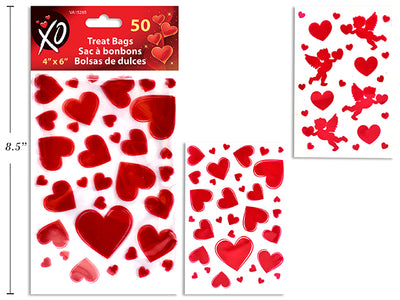 Set de 40 Bolsas de Celofán para Dulces de San Valentín – 6in x 4in
