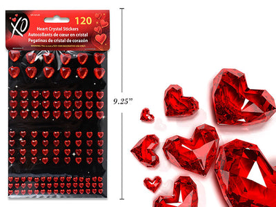 120 Pegatinas de Cristal en Forma de Corazón - Color Rojo