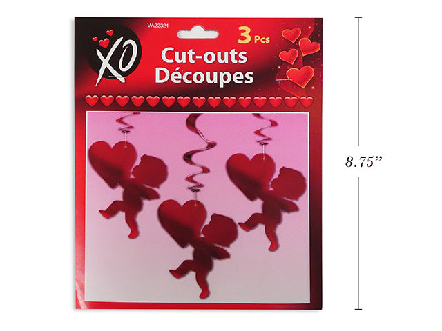 3 Figuras Colgantes de Cupido en Foil