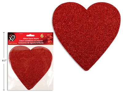 Set de 6 Corazones de Espuma EVA con Purpurina – 6.25in