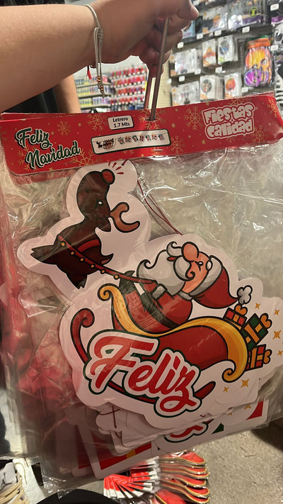 LETRERO NAVIDAD TRINEO FELIZ NAVIDAD