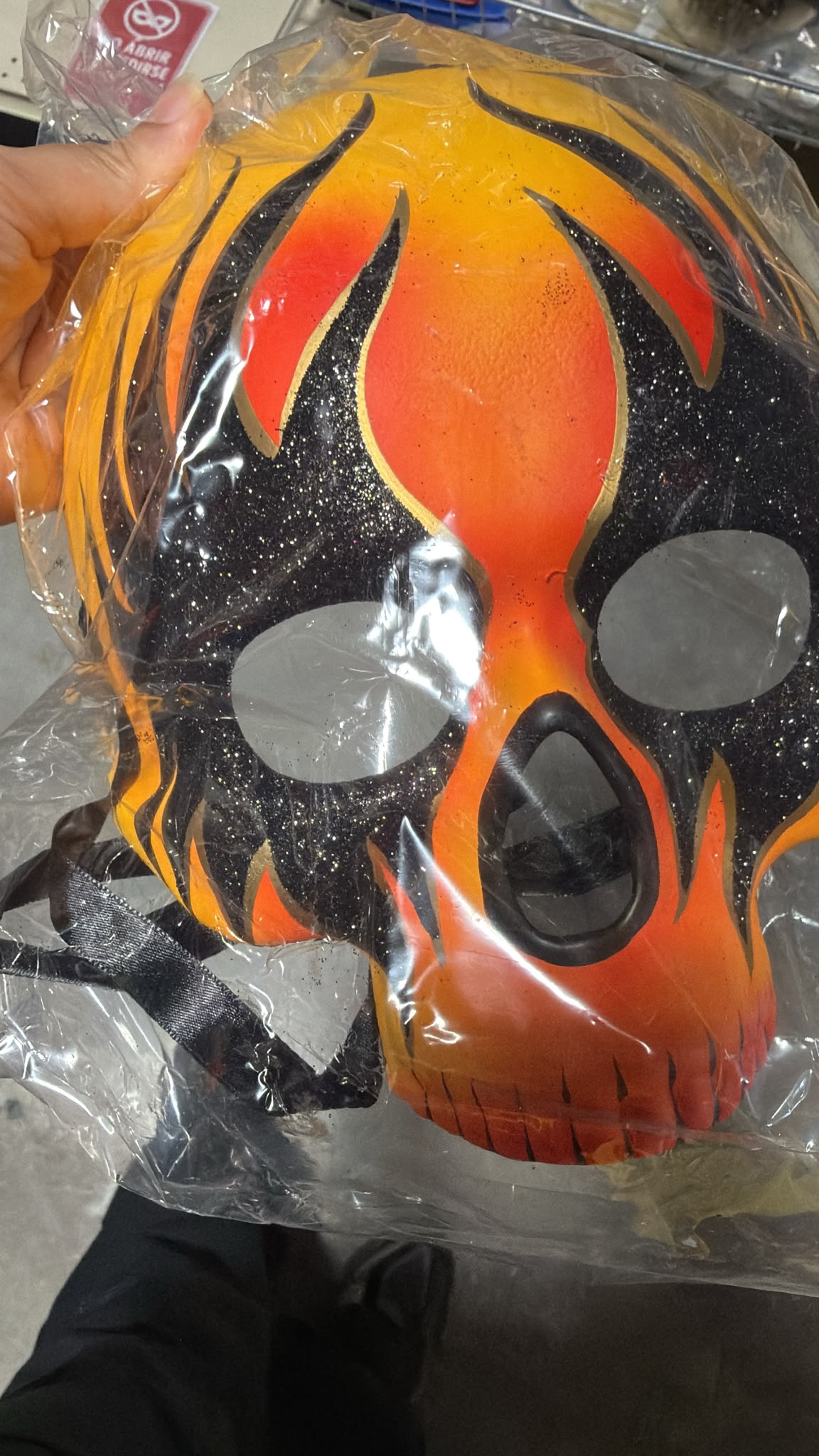 Máscara Calavera de Llamas Naranja