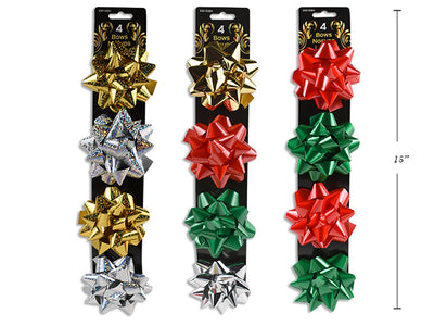 Paquete de 4 Lazos para Regalo (3.5") - 3 Estilos