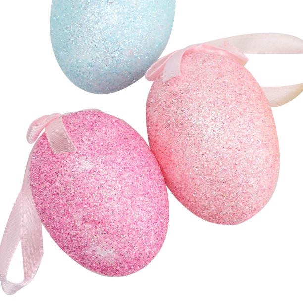 Glitter Foam Decorative Hanging Easter Eggs (x10u)