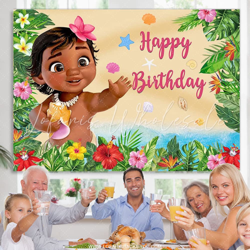Moana Baby Birthday Backdrop (x1u)