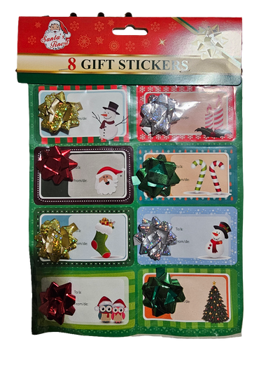 Gifts Tags Stickers Christmas 8ct