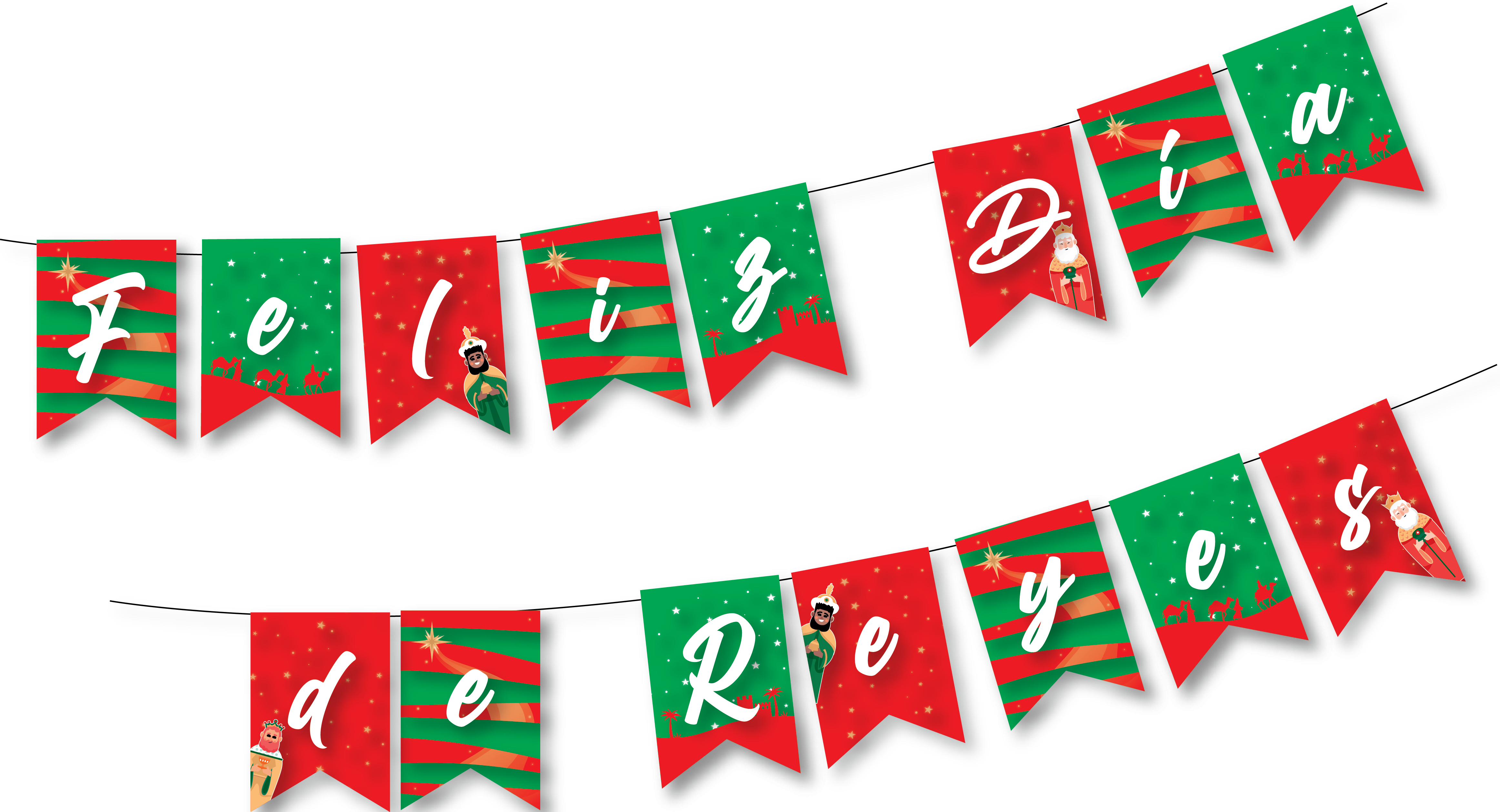 Banderines Reycin BANDERIN FELIZ DIA DE REYES – Fiesta Warehouse
