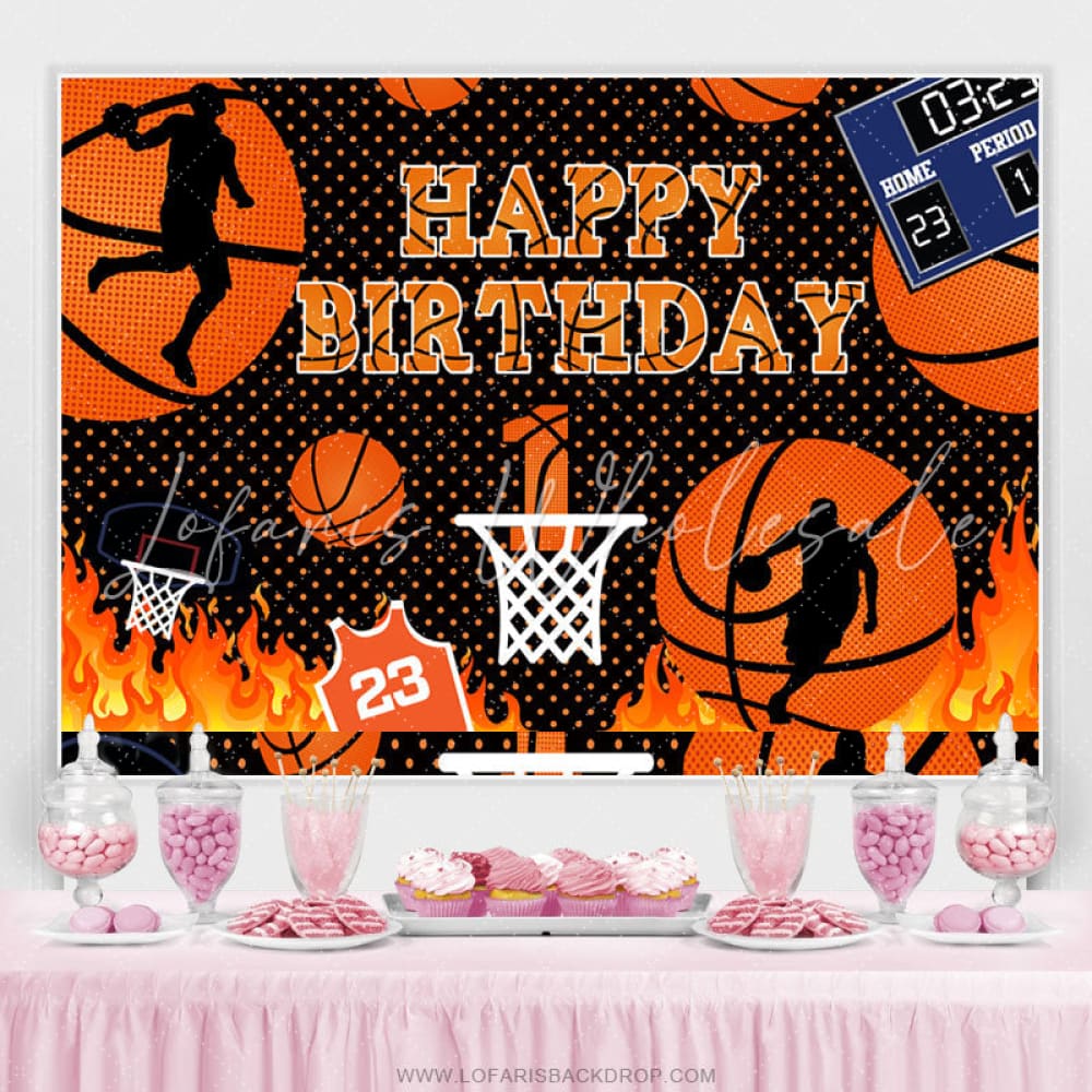 Hot Basketball Game Birthday Backdrop (x1u)
