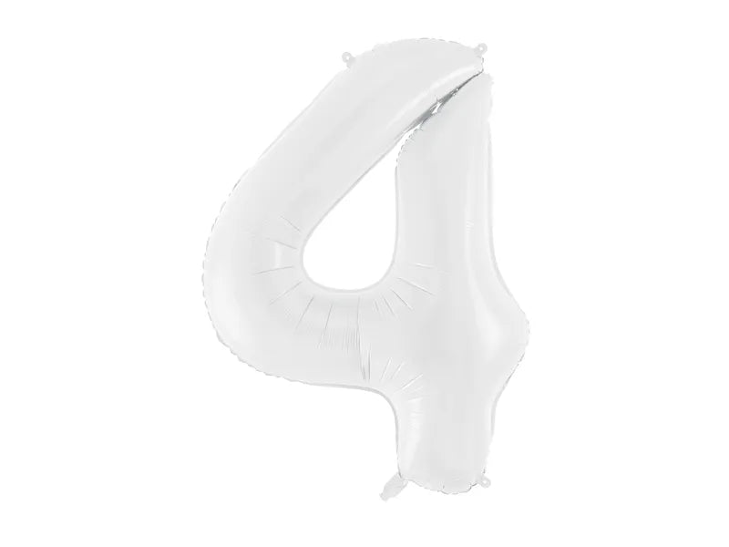 Number 4 Foil Balloon 34in White Jumbo
