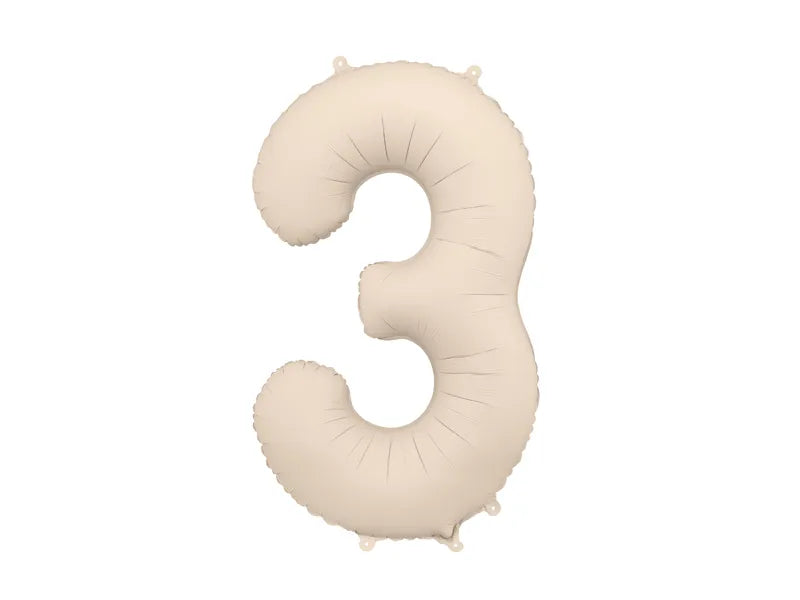 Number 3 Foil Balloon 34in Light Warm Grey
