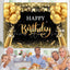 Black and Gold Balloon Glitter Birthday Backdrop (x1u)