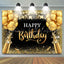 Black and Gold Balloon Glitter Birthday Backdrop (x1u)