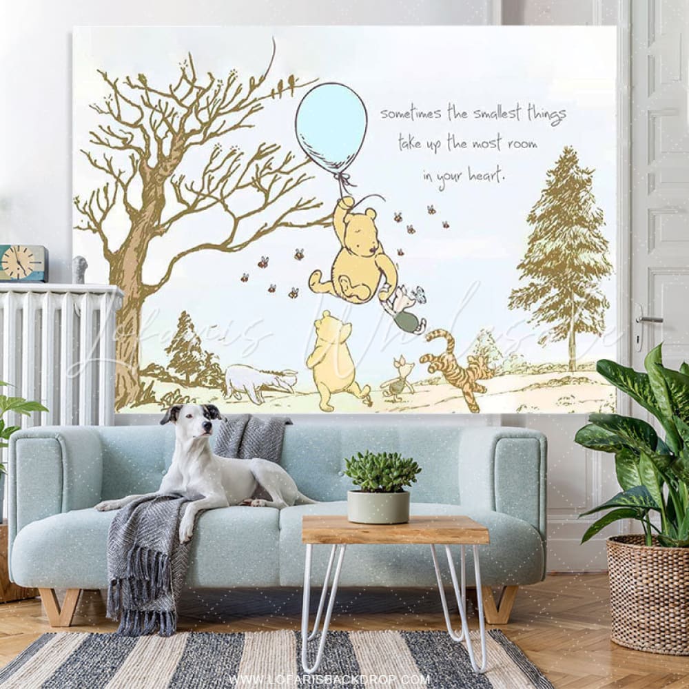 Winnie Pooh Blue Balloons Backdrop (x1u)