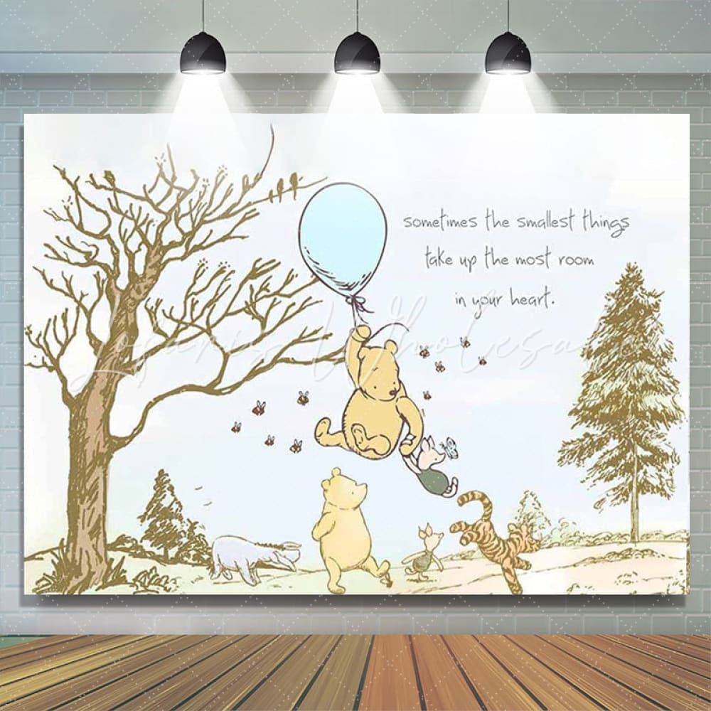 Winnie Pooh Blue Balloons Backdrop (x1u)