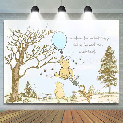 Winnie Pooh Blue Balloons Backdrop (x1u)