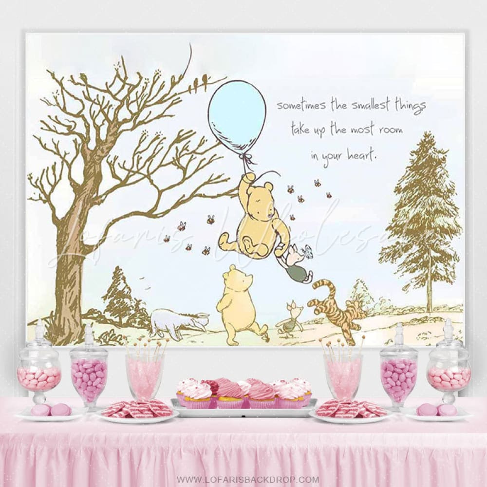 Winnie Pooh Blue Balloons Backdrop (x1u)