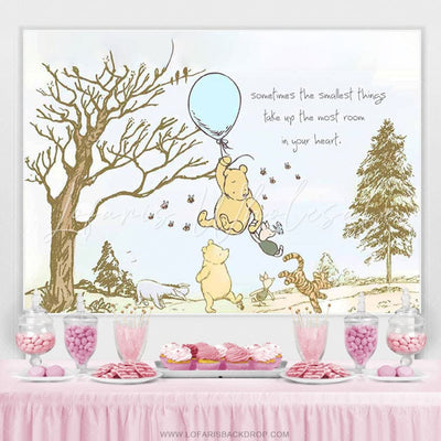 Winnie Pooh Blue Balloons Backdrop (x1u)