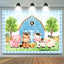 Blue farm cartoon animal photo Backdrop for children
