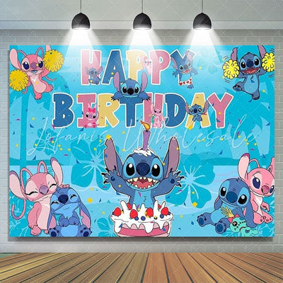 Backdrop Blue Stitch Boy Birthday