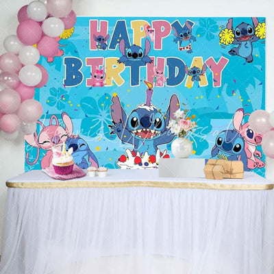 Blue Stitch Birthday Backdrop (x1u)