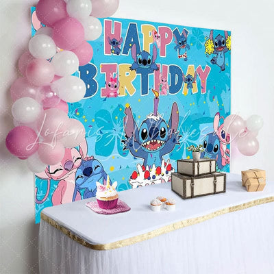 Backdrop Blue Stitch Boy Birthday