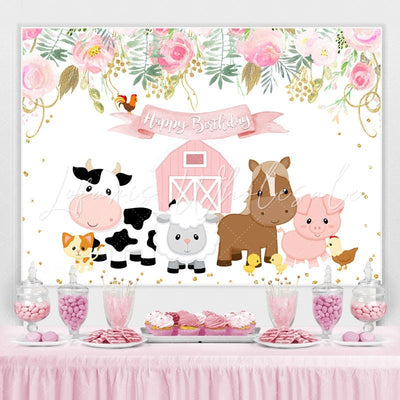 Cartoon Animals Birthday Backdrop