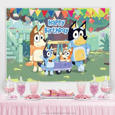 Backdrop Bluey Happy Birthday