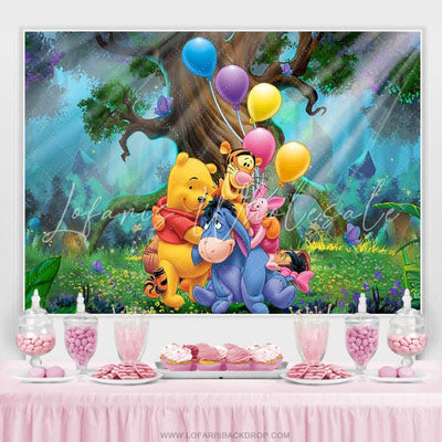 Winnie Pooh and Friends Forest Animals Backdrop (x1u)