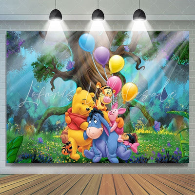 Winnie Pooh and Friends Forest Animals Backdrop (x1u)