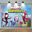 Cartoon Little Spider Hero Happy Kids Birthday Backdrop