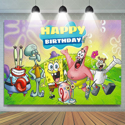 Backdrop Spongebob "Happy Birthday" Characters (x1u)