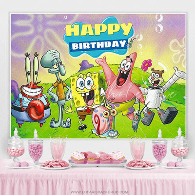 Backdrop Spongebob "Happy Birthday" Characters (x1u)