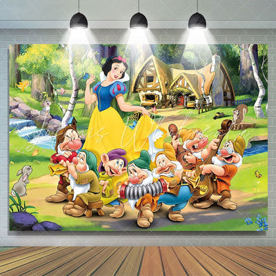 Snowhite Princess And Dwarfs Backdrop (x1u)